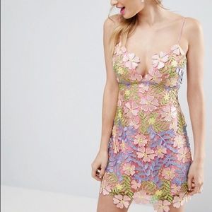 NWT ASOS Petite SALON 3D Appliqué Floral Mini